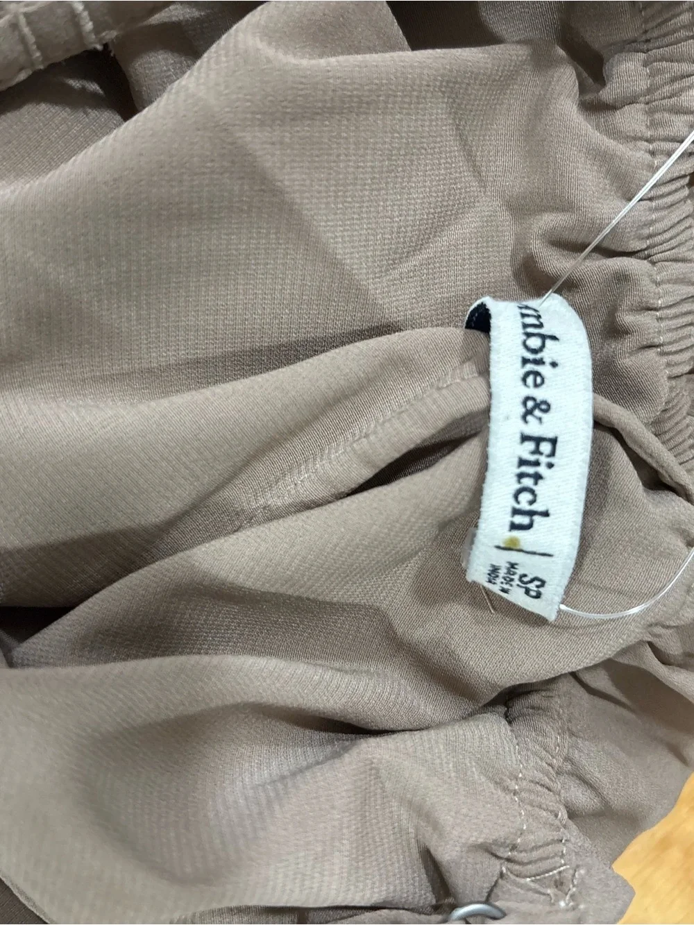 Abercrombie & Fitch simple minimalist flowy Beige Ruffle Slip Maxi Dress